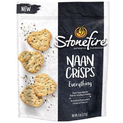 Stonefire Authentic Flatbreads Naan Crisps, Everything, Perfect for Snacking & Dipping, 6 Ounce (Pack of 12)