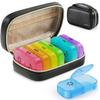AUVON Weekly Pill Organizer 2 Times a Day with PU Leather Bag, Travel AM PM Pill Box 7 Day with One-Side Large Opening Design for Easy Filling, Portable Pill Case for Vitamins, Medication, Supplements view 1