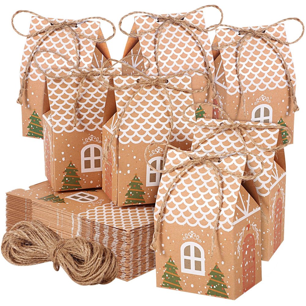 BESARME 72 Pcs Christmas Party Favor Boxes Mini Christmas Gift Bags, Small Treat Boxes Bulk Candy Box for Party Favor Supplies Stocking Stuffers