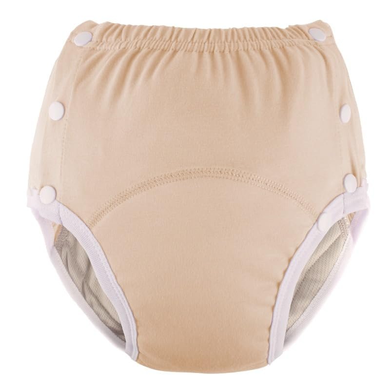 Cotton Incontinence Pants for Adults: Washable, Breathable, Adjustable Leak-Proof Underwear for Elderly (Yellow,M)