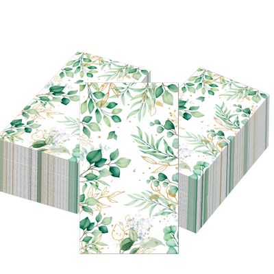 100pcs Guest Napkins 3 Ply Disposable loral Print Paper Napkins Watercolor Hand Napkins for for Bathroom Wedding Holiday Anniversary Birthday Party Bridal Decorative Towels/Four leaf clover