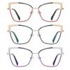 3Pack Metal Hollow Frame Cat Eye Progressive Multifocus Reading Glasses Stylish Blue Light Blocking Readers (black/green/purple, 3.0) view 1