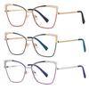 3Pack Metal Hollow Frame Cat Eye Progressive Multifocus Reading Glasses Stylish Blue Light Blocking Readers (black/green/purple, 3.0) view 2