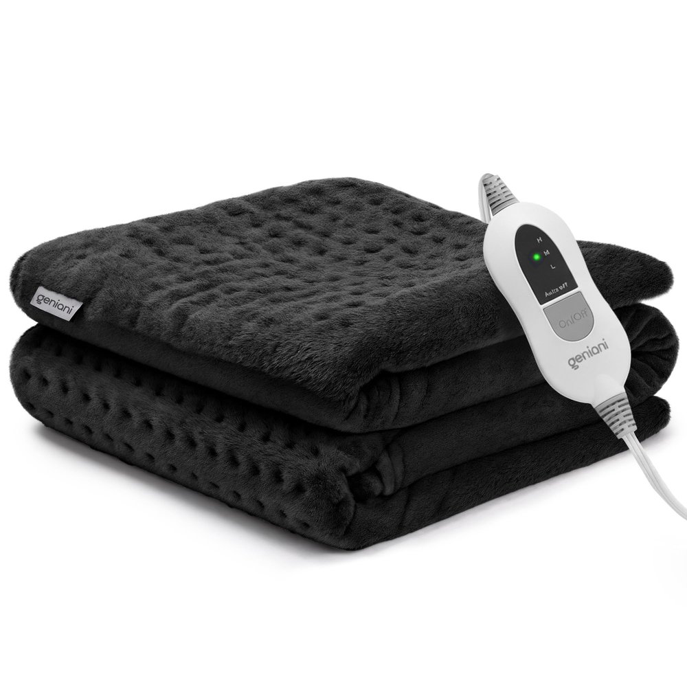 GENIANI Electric Heating Pad for Back Pain & Cramps Relief, Electric Throw, Auto Shut Off, Machine Washable, Moist Heat Pad for Neck & Shoulder - Valentines Day Gifts for Her, (12"x24" Jet Black)