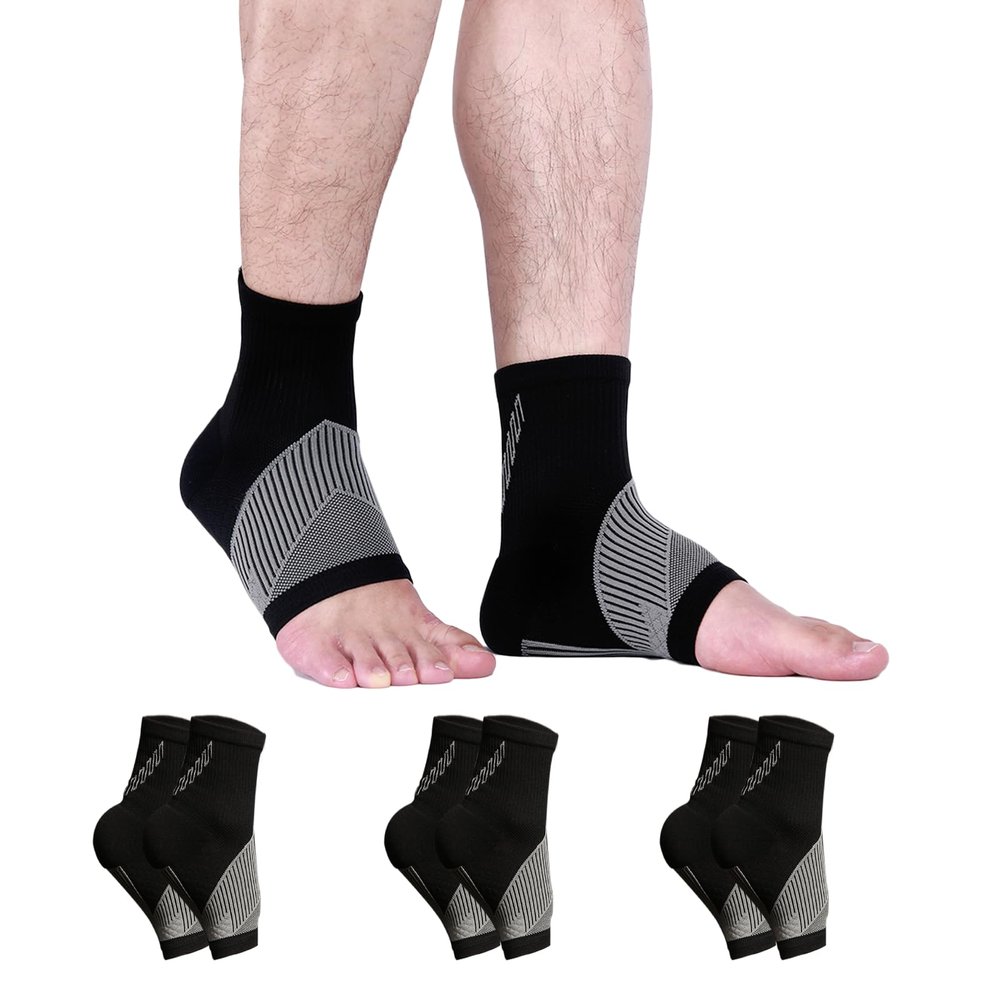 3 Pairs Neuropathy Socks, Soothe Relief Socks for Neuropathy Pain Women Men, Plantar Fasciitis Toeless Compression Socks Comprex Ankle Sleeves for Neuropathy Ankle Pain Relief (Black,S)