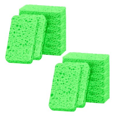 12 - Pack Non-Scratch Scrub Sponges - Sponges for Dishes and Washing Dishes, Cleaning Sponges for Kitchen Home Bathroom Cars, Funny Cut-Outs DIY for Kids (Green)