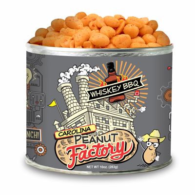Carolina Peanut Factory | Flavorful Gourmet Peanuts Hand-Roasted in Small Batches | Irresistibly Real Crunch Flavored Nuts Packed into Every Can | Whiskey BBQ Peanuts (10 oz)