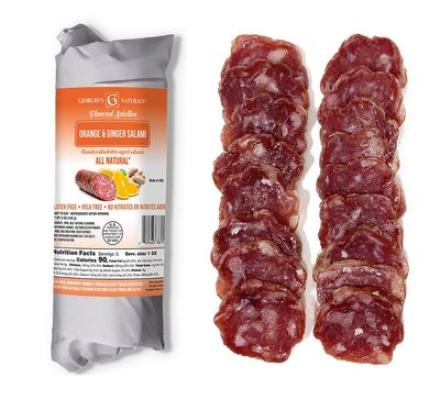 Giorgios Naturals Handcrafted Dry-Aged Salami Orange & Ginger Salami 5 Ounce, Italian Salami, Cured Meats, Charcuterie Board