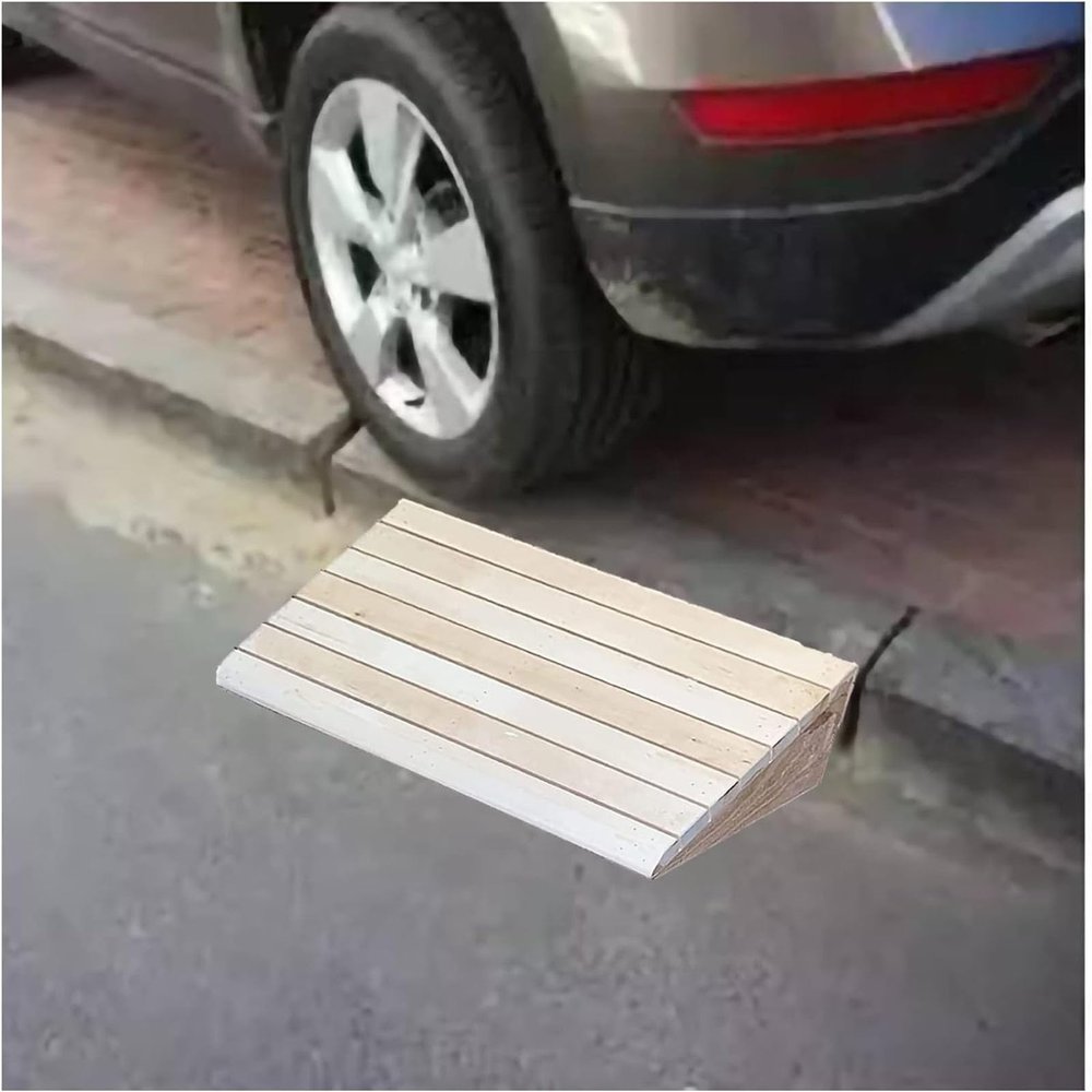 2-6 Inch Rise Wooden Threshold Ramps Entry Ramps Curb Ramp Wheel Chair Walkers Ramp, Portable Non-Slip Transition Ramp for Home Steps/Front Door/Yard/Doorways ( Size : 12.1x11.8x4.7in/30.8x30x12cm )