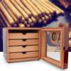 4 Drawer Cedar Wood Cigar Humidor Cabinet Box for 100 Cigars with Hygrometer, Large Capacity, Moisturizing & Breathable view 3