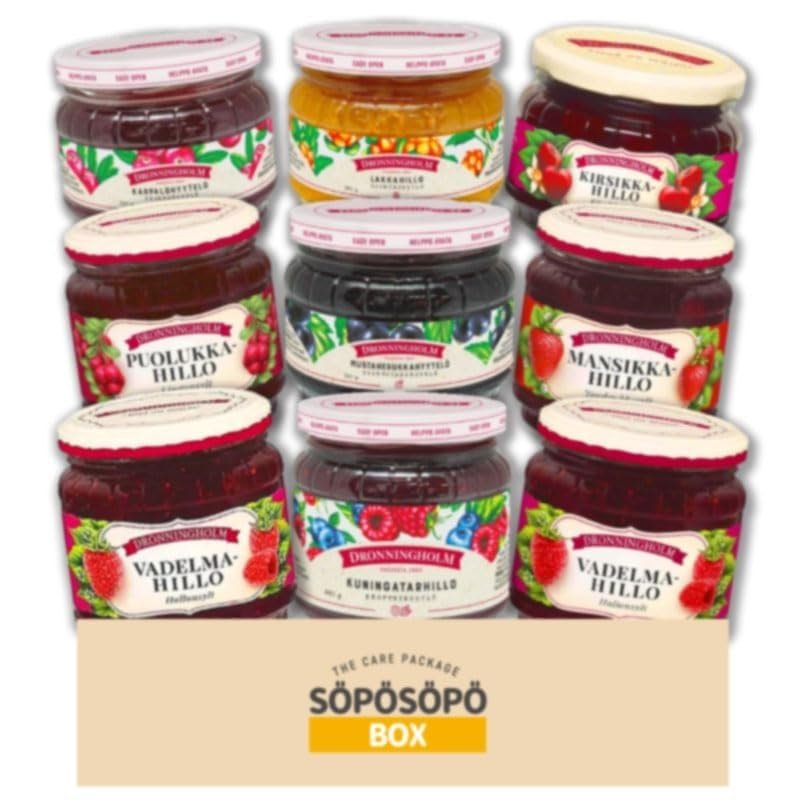 Dronningholm Jam 330g-440g (Pack of 6-10) -Pick Any 6-10 jars from Many Flavors Finnish Jam Mix Set in a Spsp Box SOPOSOPO