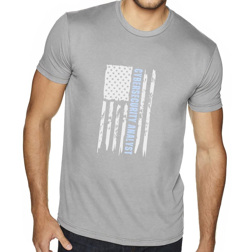 Cybersecurity Analyst USA Flag Sueded T-Shirt - Cybersecurity Presents - Unique Presents - Light Gray, M