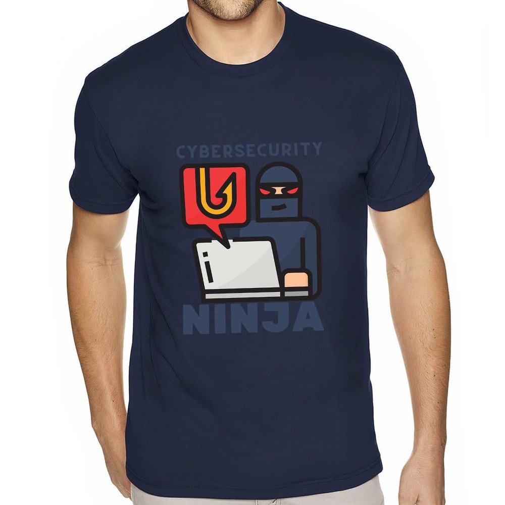 Cybersecurity Ninja Sueded T-Shirt - Great Presents - Best Present Ideas - Midnight Navy, L
