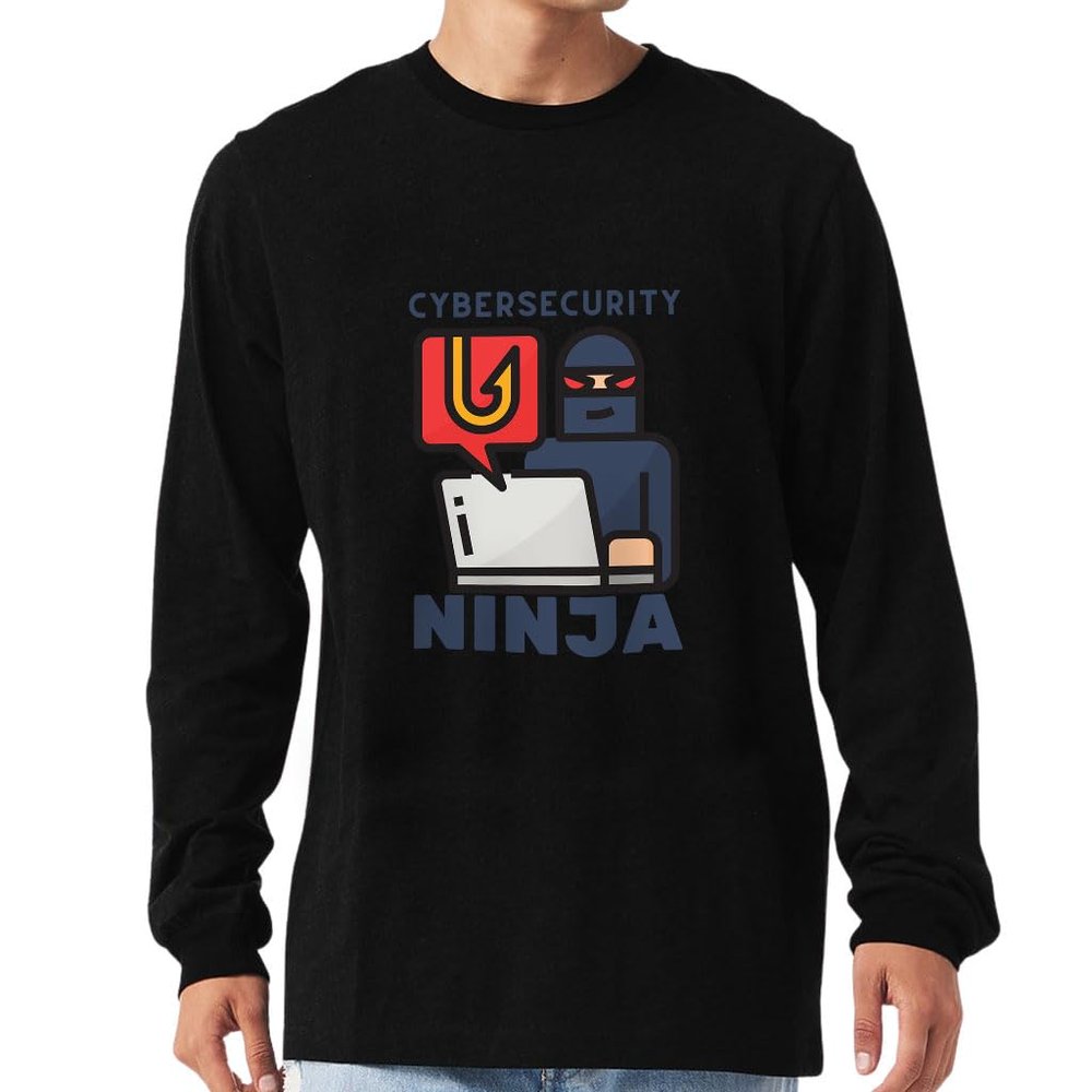 Cybersecurity Ninja Long Sleeve T-Shirt - Cybersecurity Analyst Presents - Men Clothing - Black, M
