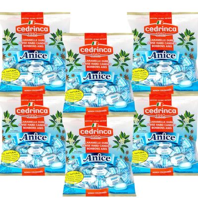 Cedrinca 1910 Anise Italian Candy from Anice 5.25 oz. (150g)(Pack of 6) Hard Candy Individually Wrapped - Anise Flavored Hard Candy Drops