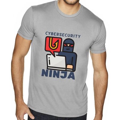 Cybersecurity Ninja Sueded T-Shirt - Great Presents - Best Present Ideas - Light Gray, XL