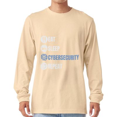 Eat Sleep Cybersecurity Repeat Long Sleeve T-Shirt - Cybersecurity Analyst Presents - Best Present Ideas - Soft Cream, XL