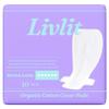 Livlit Super Long Overnight Pads - 100% Organic Cotton from Texas, Heavy Absorbency, Powerful Leak Protection, Unscented, Extra Long Length (10 Count) view 1