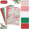 120 Shelf Christmas Tissue - Gift Bags, Wrapping Paper Bulk - Assorted Design, Red Green White (Red Green Letters) view 2