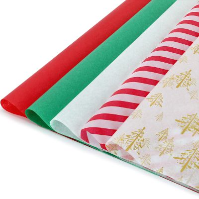 120 Sheets Christmas Tissue Paper for Gift Bags, Christmas Wrapping Paper Bulk Assorted Design Gift Xmas for Holiday Crafts (Gold Xmas Tree)