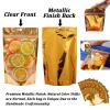 100 Pack Mylar Bags for Food Storage Resealable Aluminum Foil Stand Up Pouch with Window & Hang Hole 3.947.08 Inch Reusable Zipper Lock Food Packaging Heat Seal Bags for Small Business & Home - Gold view 4