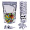 100 Pack Mylar Bags for Food Storage Resealable Aluminum Foil Clear Stand Up Pouch with Front Window 7.8711.81 Inch Reusable Zipper Lock Food Packaging Heat Seal Bags for Small Business and Home view 1