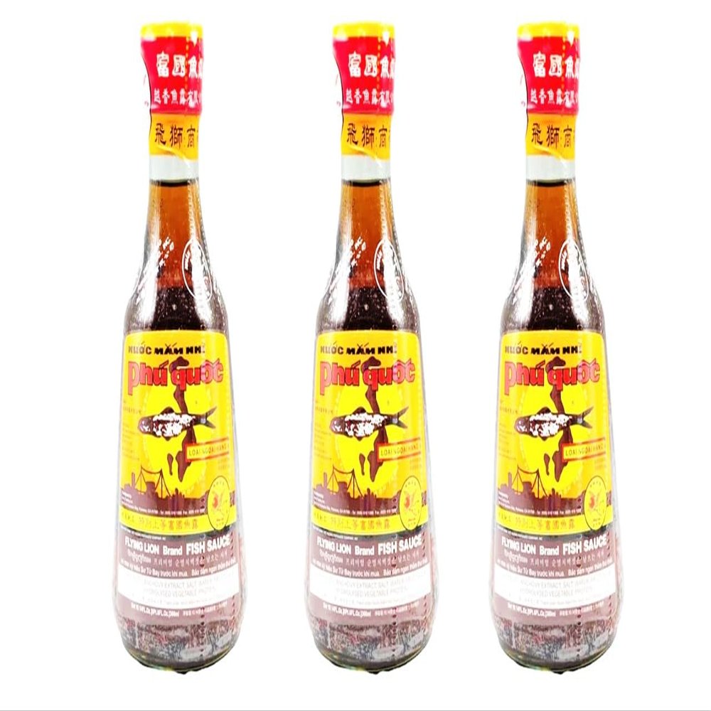 3 Packs - Phu Quoc Flying Lion Fish Sauce - Nuoc Mam Phu Quoc Su Tu Bay - 300ml