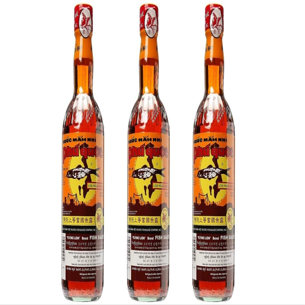 3 Packs - Phu Quoc Flying Lion Fish Sauce - Nuoc Mam Phu Quoc Su Tu Bay - 682ml