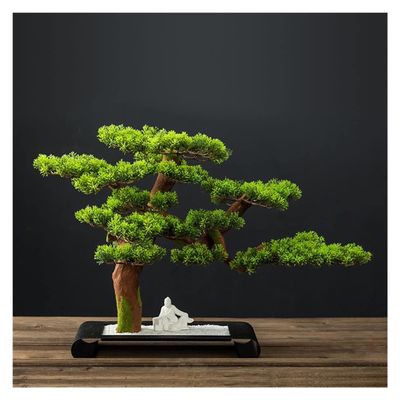 SCOOVY Plant Faux Bonsai Home Dector Simulated Welcome Pine Bonsai Decoration Living Room Fake Tree Green Potted Plant Ornaments Artificial Scenery Desktop Potted Tree