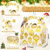 Qeeenar 48 Pcs Winter Holiday Treat Boxes Party Favors Bulk for Gift Giving Cookie Candy Goodies 3D Cute Packaging Cardboard with Handles Empty Containers, 6 x 3.5 x 3.5 Inch(Bronzing Style) view 2