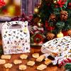 Qeeenar 48 Pcs Winter Holiday Treat Boxes Party Favors Bulk for Gift Giving Cookie Candy Goodies 3D Cute Packaging Cardboard with Handles Empty Containers, 6 x 3.5 x 3.5 Inch(Bronzing Style) view 4
