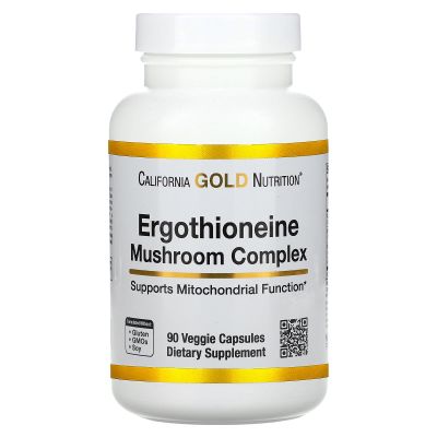 California Gold Nutrition Ergothioneine Mushroom Complex with Organic Maitake, Organic Oyster, Organic Lion's Mane Mushroom Extracts and L-Ergothioneine, 90 Veggie Capsules