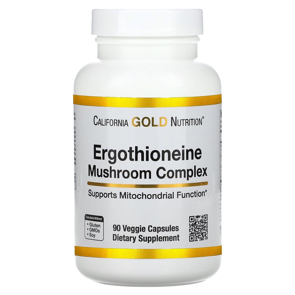 California Gold Nutrition Ergothioneine Mushroom Complex with Organic Maitake, Organic Oyster, Organic Lion's Mane Mushroom Extracts and L-Ergothioneine, 90 Veggie Capsules