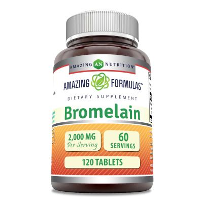 Amazing Formulas Bromelain 2000 Mg per Serving | Tablets Supplement | Non-GMO | Gluten-Free | Made in USA (1 Pack, 120 Count)