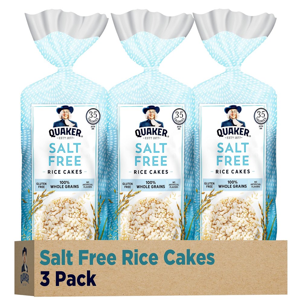 Quaker Large Rice Cakes, Salt Free, 8.53 Ounce (Pack of 3)