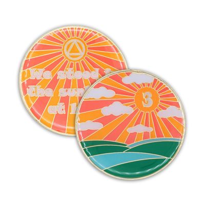3 Year Sobriety Chip | Sunlight of The Spirit AA Coin Recovery Gift Affirmation Token | Glow in The Dark Gold Plated Medallion