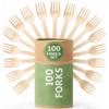 (100 Count) Disposable Wooden Forks Set - Alternative to Plastic, Eco Friendly, Biodegradable, Compostable Cutlery Set - 100 Forks Disposable Utensils Set view 1