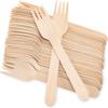 (100 Count) Disposable Wooden Forks Set - Alternative to Plastic, Eco Friendly, Biodegradable, Compostable Cutlery Set - 100 Forks Disposable Utensils Set view 3