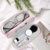 MUDOR 2 in 1 Contact Lens and Glasses Case, Travel Kit Includes Remover Tool with Tweezers,Dual Use Design (Pink) view 3