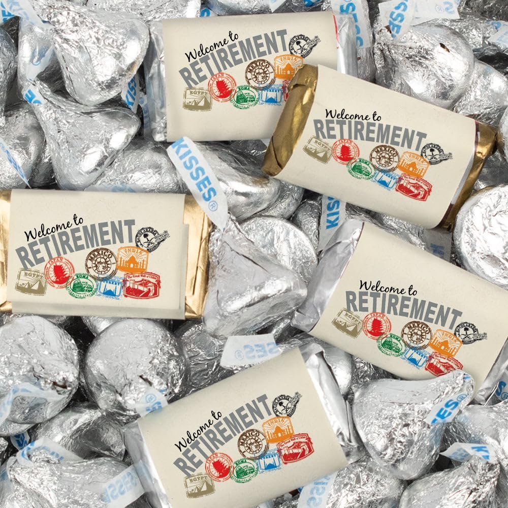 124 Pcs Retirement Party Candy Favors Miniatures Chocolate & Kisses (1.52 lbs) - Travel