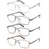 4 Pack Reading Glasses for Men, Computer Readers with Spring Hinge, Anti UV Ray/Eye Strain/Glare, Metal Frame Eyeglasses with Pouches(100 Magnification Strength) view 1