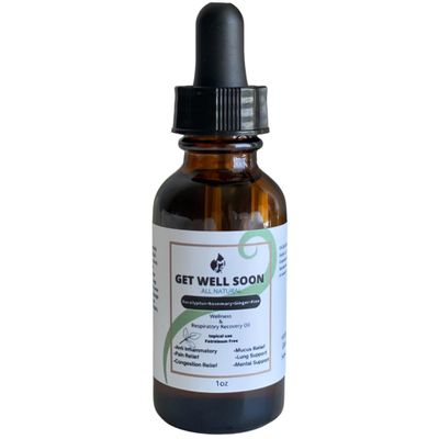 MCC GET Well Soon All Natural, Wellness & Respiratory Oil for Cough, Cold, System Support, Congestion, Pain. Mucus, Inflammation, Aching Joints, Rosemary, Pine, Ginger & Eucalyptus