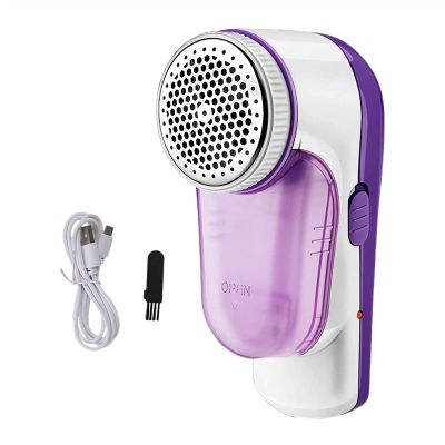 CAFFIA Fabric Shaver Defuzzer, Electric Lint Remover, Rechargeable Sweater Shaver with Replaceable Stainless Steel 3-Blades, Dual Protection, Removable Bin, Easy Remove Fuzz, Lint, Pills, Bobbles