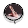 Ballet Shoes Print Round Pill Box 3 Compartment Medicine Pill Case Portable Pill Container for Daily Medicine Supplement Vitamin view 1