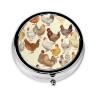 A Brood of Chickens Print Round Pill Box 3 Compartment Medicine Pill Case Portable Pill Container for Daily Medicine Supplement Vitamin view 1