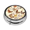 A Brood of Chickens Print Round Pill Box 3 Compartment Medicine Pill Case Portable Pill Container for Daily Medicine Supplement Vitamin view 2