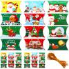 300 Pcs Christmas Pillow Boxes Small Gifts Boxes Christmas Gift Card Holders Bulk 12 Designs Xmas Candy Boxes Decorative Paper Container for Candy Jewelry Xmas Party Favors with 3 Gold Twines view 1