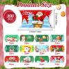 300 Pcs Christmas Pillow Boxes Small Gifts Boxes Christmas Gift Card Holders Bulk 12 Designs Xmas Candy Boxes Decorative Paper Container for Candy Jewelry Xmas Party Favors with 3 Gold Twines view 2