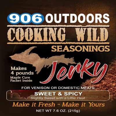 Cooking Wild Seasonings Sweet and Spicy Jerky Seasoning, Seasons up to 4 pounds of Wild Game or Domestic Meat, 7.6 Ounce Packet includes Cure Packet.