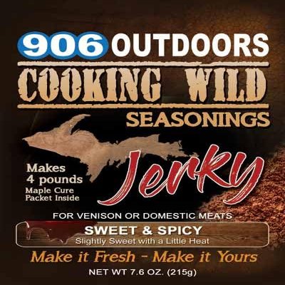 Cooking Wild Seasonings Sweet and Spicy Jerky Seasoning, Seasons up to 4 pounds of Wild Game or Domestic Meat, 7.6 Ounce Packet includes Cure Packet.